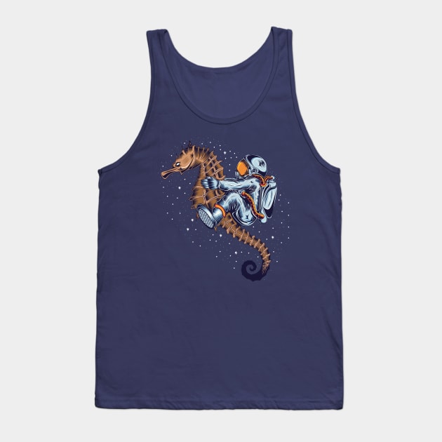 astronaut riding seahorse Tank Top by Mako Design 